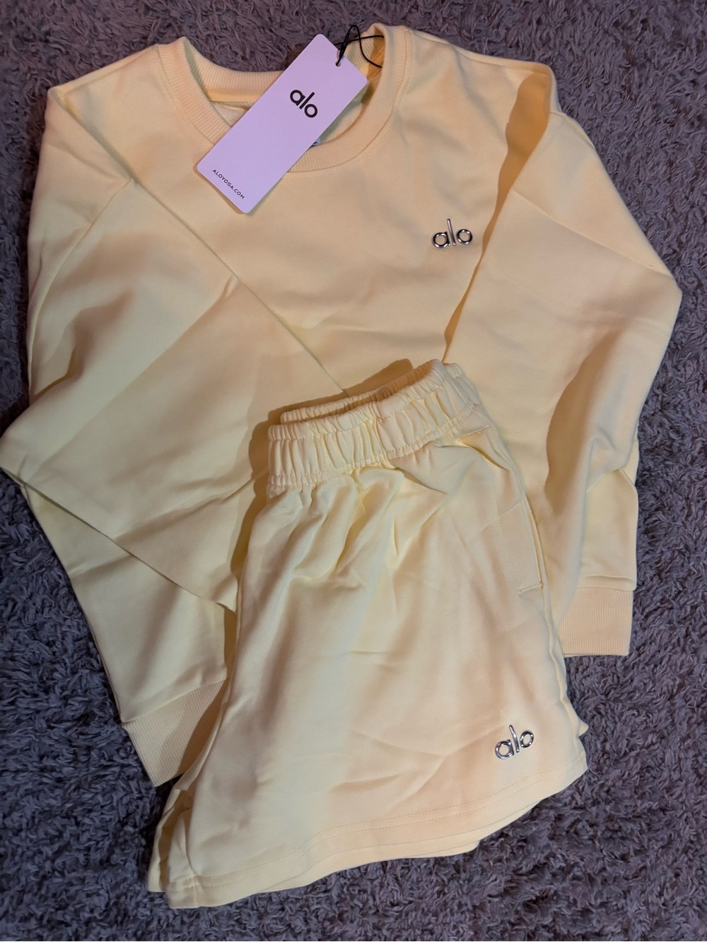 Athletic Yellow Sweatshirt and Shorts Set